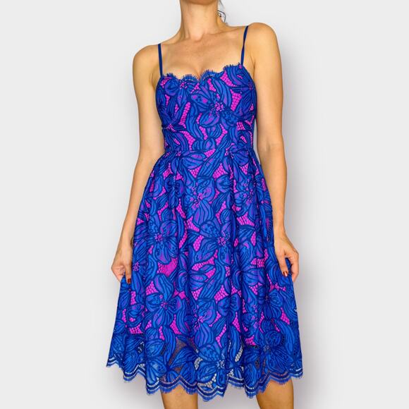 Lilly Pulitzer Blue Hot Pink Lace Dress - Picture 3 of 6
